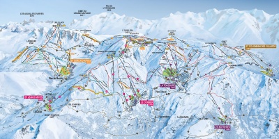 Toussuire Loisirs ski map of Les Sybelles